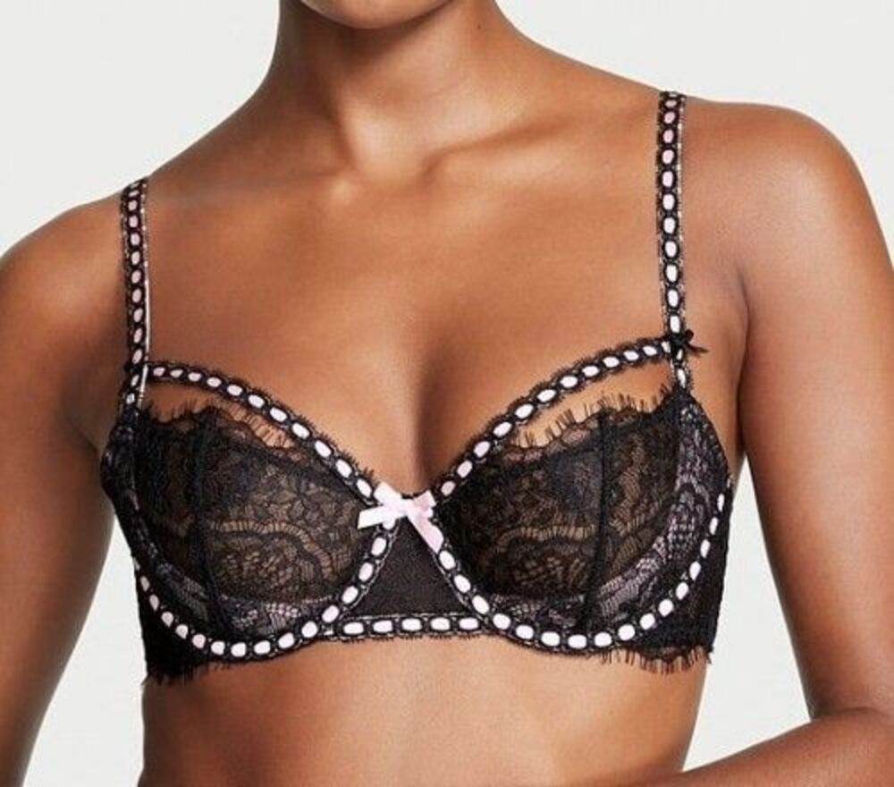 Victoria’s Secret Dream Angels Ribbon Slot Push up W/O Padding Bra Lace 34DDD